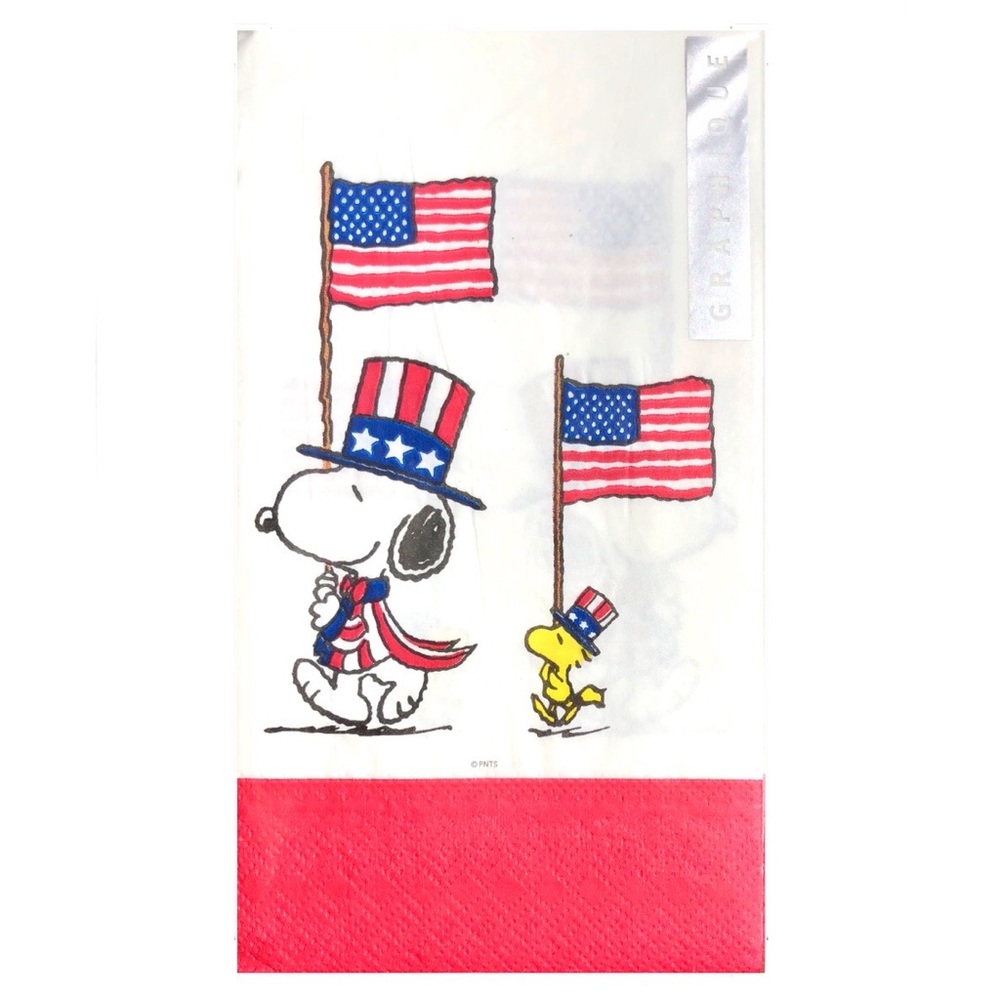 Graphique Peanuts Snoopy & Woodstock USA Flag Guest Towel Paper Napkins, 16 ct